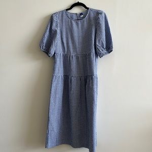 Womens Old Navy Blue Gingham Midi Dress